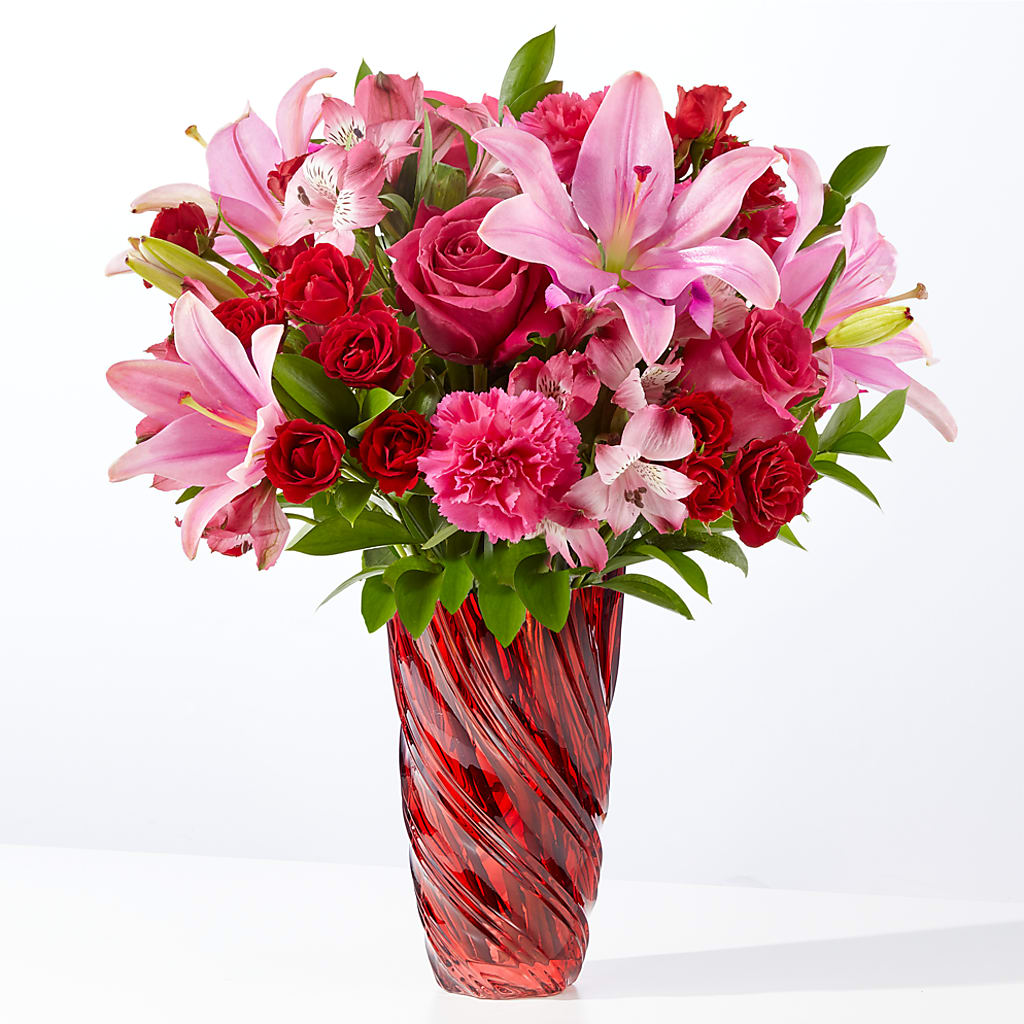 In Love Bouquet with Luxe Swirl Vase – Vincent Fleuriste, Sainte-julie PQ