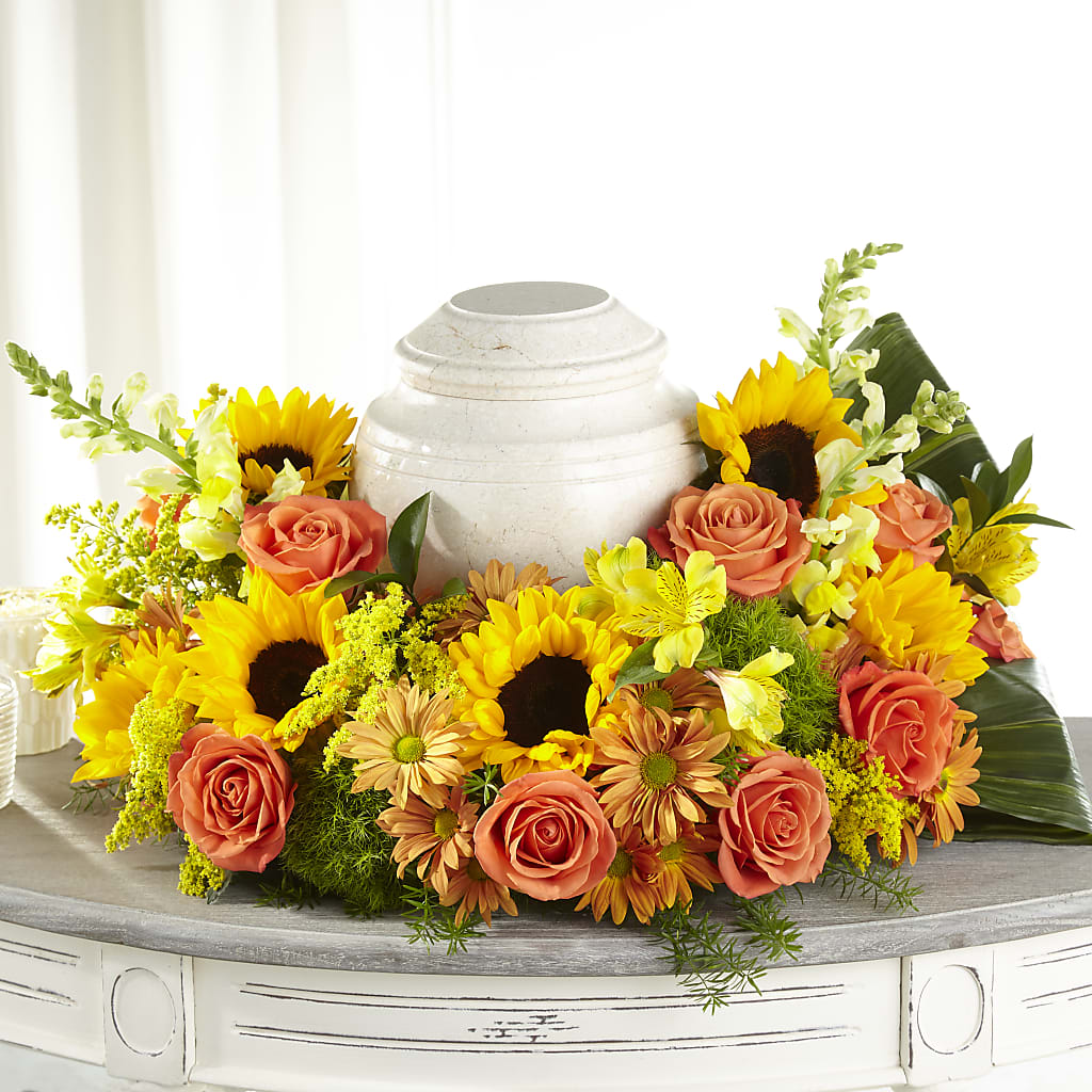 Faithful Sunflower Cremation Adornment – Vincent Fleuriste, Sainte-julie PQ