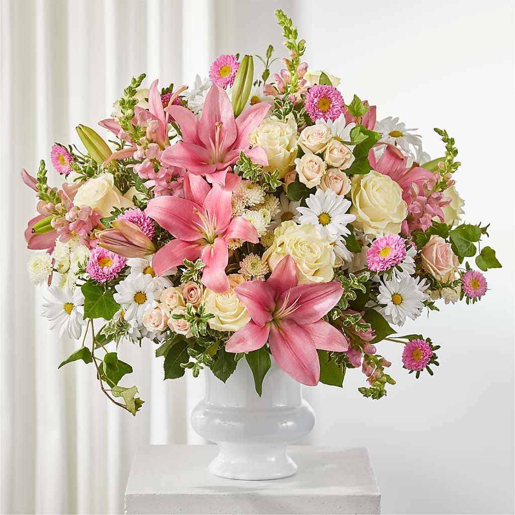 Empathetic Blooms Urn Arrangement – Vincent Fleuriste, Sainte-julie PQ