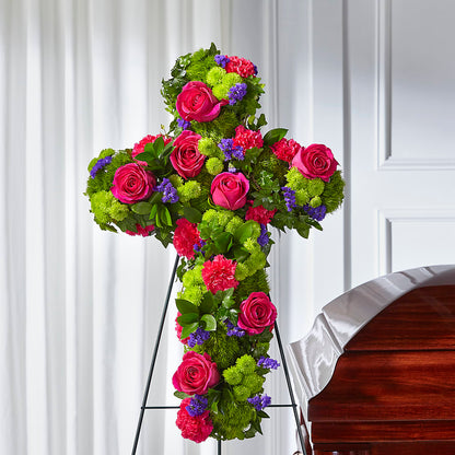 Tribute Rose Floral Cross –  Vincent Fleuriste, Sainte-julie PQ